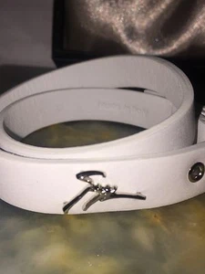 Giuseppe Zanotti Design White Leather UniSex Bracelet $600 Retail NEW! - Picture 1 of 12