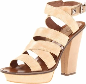 $250 7 For All Mankind Beige Hartford Platform Shoes Sandals Heels ~ 10 M3020 - Picture 1 of 12