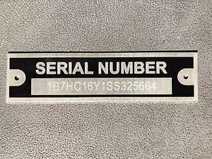 Serial Number Tag Plate Custom Engraved Cargo Utility Flatbed Landscape Trailer - Picture 1 of 10