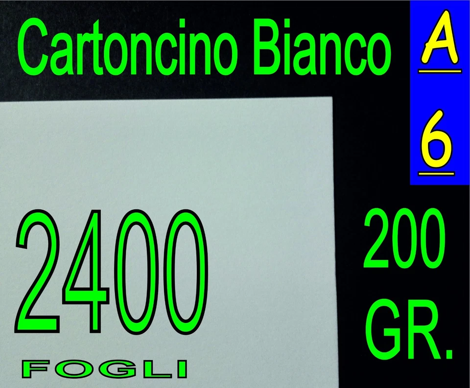 2400 FOGLI CARTA Cartoncino bianco gr 200 x Stampante Laser e Inkjet A6 - Immagine 1 di 1