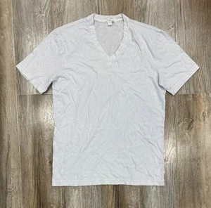 T-shirt uomo James Perse scollo a V blu chiaro manica corta - Foto 1 di 3