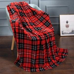 Super Soft Plush Fleece Throw Blanket Light Weight 50" x 60" Vintage Plaid Grids - Picture 1 of 25
