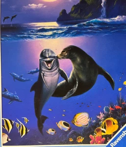 Baci al chiaro di luna Ravensburger puzzle 200 pezzi delfino foca mare pesce raro - Foto 1 di 9