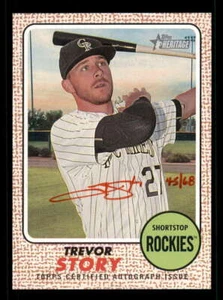 2017 Topps Heritage Real One Autograph/Auto Red Ink Trevor Story Rockies 45/68 - Picture 1 of 2