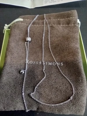 Collar Lariat Ajustable Barra Curvada Acento Diamante SS Foto 1 de 4