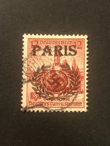 Germany WWII propaganda overprint (FRANCE/PARIS)  12 Rpf.  USED #b25 - Picture 1 of 2