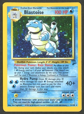 Pokemon TCG: Blastoise 2/130 Base Set 2 WoTC Holo Rare NM - Image 1 of 4