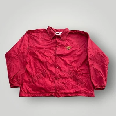 USMC Jacket Mens 2XL Red Coaches Windbreaker Snap Front Sport-Tek Marine Corps - Image 1 of 4
