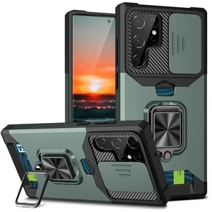 Coque Antichoc Verte avec Support et Porte-Carte pour Samsung Note 20 Ultra - Foto 1 di 1
