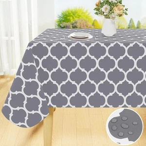 Smiry Rectangle Table Cloth, Waterproof Vinyl 84 x 60 (Rectangular), Grey  - Picture 1 of 7