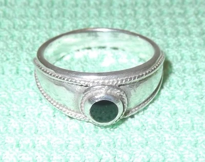 Anello Donna - 925er Argento Sterling - Misura 58 - 5,3 Grammi - con Un Onice - Immagine 1 di 4