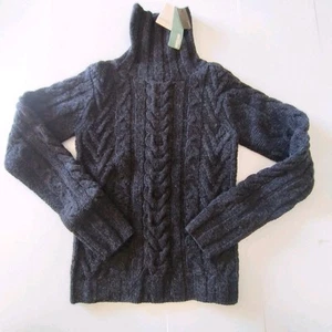 COUNTRY ROAD 100% Wool Cable Knit Sweater LS Jumper Turtleneck XS BNWT Charcoal - Picture 1 of 10