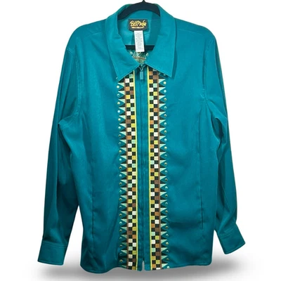 Bob Mackie Wearable Art Vintage Aztec Jacket Size Large Embroidered Embellished - Image 1 of 4