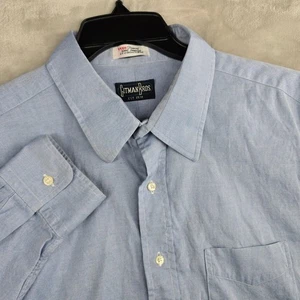 Camicia uomo Gitman Bros Pinpoint Oxford con bottoni manica lunga blu 17 1/2 35 - Foto 1 di 10