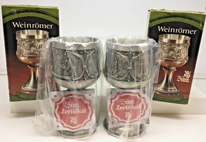 Vintage German WMF Zinn Weinromer 95% Pewter Weinkelch Set mit Original Boxen - Bild 1 von 24
