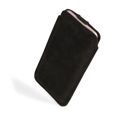 ORIA Véritable Cuir Housse Protection Sac Étui Coque Pochette Avec Rabat XL NOIR