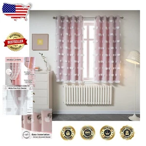 Elegante juego de cortinas transparentes rosa rubor, 54” de longitud para dormitorios y guarderías infantiles - Imagen 1 de 12
