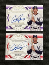 2020 Alex Rodriguez Topps Definitive Collection Auto Red 1/1 & Purple Auto 3/5