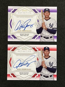 2020 Alex Rodriguez Topps Definitive Collection Auto Red 1/1 & Purple Auto 3/5