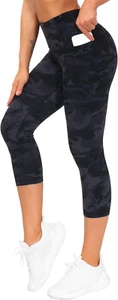 Tummy Control Workout Capris Leggings with Pockets High Waist Athletic Yoga Pant - Picture 1 of 6