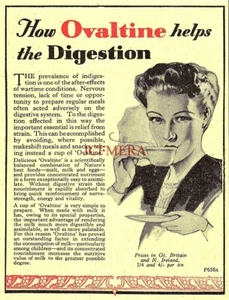 OVALTINE Tonic Food 'Helps the Digestion' ADVERT Small 1940s Print Ad 162/90 - Afbeelding 1 van 1