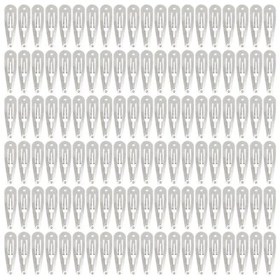 120 Pack Bulk Solid Plain Blank DIY Craft 5cm/2" Silver Metal Snap Hair Clips... - Image 1 of 4
