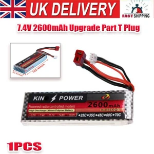 Batería 2600mAh 7.4v TPlug 2s 25C 1/14 Rc Wltoys Drone Coche Camión Barco Avión Juguete - Imagen 1 de 8