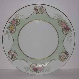 Vintage RC Bavaria Philip Rosenthal EMPIRE Roses Green Enamel Plate - Picture 1 of 5