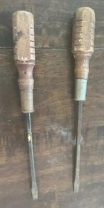 Vintage Flachkopf Schraubendreher Holzgriff SELTEN 10”& 10,5” - Bild 1 von 6