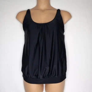 Yonique Women's Swimsuit Tank Top Size Large Black Bra Liner & Adjustable Straps - Picture 1 of 7
