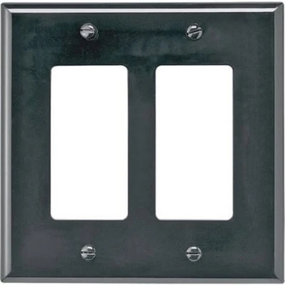 Cooper PJ262BK Unbreakable Deco Wallplate, 2Gang, Black, Lot of 2, FS Foto 1 de 4