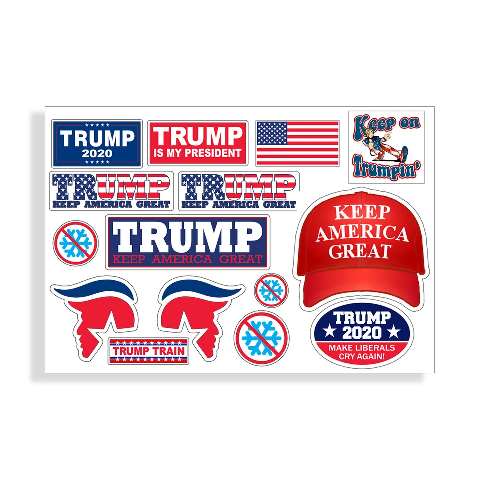 15 Trump Hard Hat Helmet Sticker USA 2020 Mini Pack Phone Cup Car Tag Decal Set - Image 1 of 1