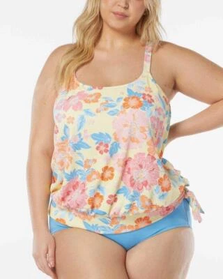 BEACH HOUSE Plus Size 18W Floral Side Tie Blouson Tankini 2-Pc Swim Set NWT $138 - Image 1 of 4