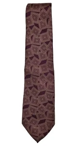 Webley Tie with Geometric Squares Purple and Gold - Picture 1 of 3
