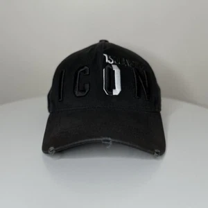 Dsquared2 Icon Black Distressed Baseball Cap Made In Italy - Imagen 1 de 13