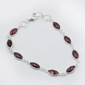Armband Granat Silber 925 Rot 9 Cabochon Edelsteine Handschmuck - Bild 1 von 4