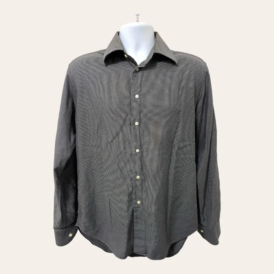 Camisa masculina Zara cinza botões estampa xadrez tamanho 16 34/35 falhas - Imagem 1 de 4