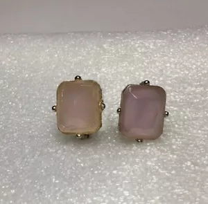 Pendientes de clip rectangulares de diamantes de imitación rosa claro tono plata 1/2 pulgada de colección - Imagen 1 de 12