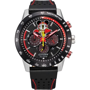 Citizen Eco-Drive Disney Mickey Mouse chronograph watch 44mm leather/nylon strap - Picture 1 of 1