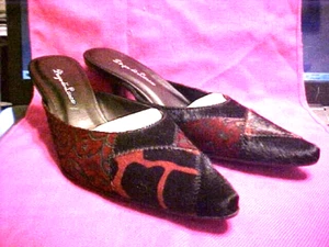DIEGO DI LUCCA Leather DARK Giraffe Print Short Heels Shoes Womens s7 BRAND NEW - Picture 1 of 7