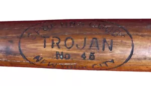 Antica mazza da baseball Trojan articoli sportivi modello n. 45 antica vecchia New York - Foto 1 di 8