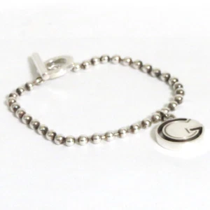 Auth GUCCI G Logo Men's Balled Chain Bracelet Sterling Silver 925 7.5"/19cm Ital - Picture 1 of 21