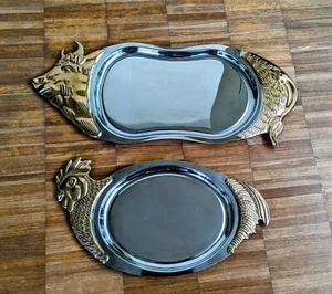 2x Servierplatte Edelstahl in Form eines Rindes + eines Huhns Weihnachten - Bild 1 von 4