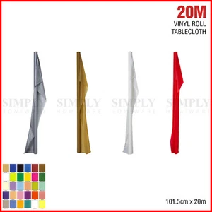 20M Plastic Table Cloth Roll Banquet Party Wedding PVC Vinyl Bulk White Red Pink - Picture 1 of 18