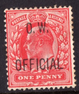 GB Eduardo VII O.W. Oficial 1d ESCARLATA MM (SG O37) c £575 - Imagen 1 de 2