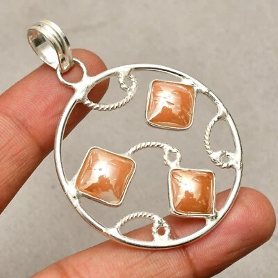 Perlmutt Edelstein 925 Sterlingsilber Handarbeit Schmuck Anhänger 2,12 Zoll - Bild 1 von 4