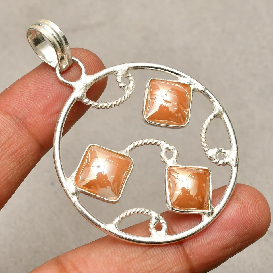 Perlmutt Edelstein 925 Sterlingsilber Handarbeit Schmuck Anhänger 2,12 Zoll - Bild 1 von 4