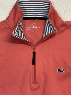 Suéter Pullover Vineyard Vines Para Hombre Talla Pequeña Rosa 100% Algodón 1/4 Cremallera L/S Foto 1 de 4