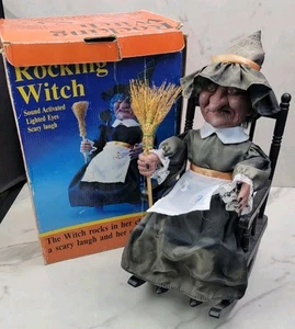 Vintage 1991 Gemmy Halloween 17" Rocking Witch Lights and Sounds Tested & Works - Picture 1 of 18
