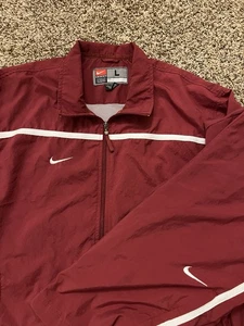 Vintage 2000s Y2K Nike Nylon Windbreaker Trainingsanzug Jacke & Hose Rot Set L/M - Bild 1 von 10